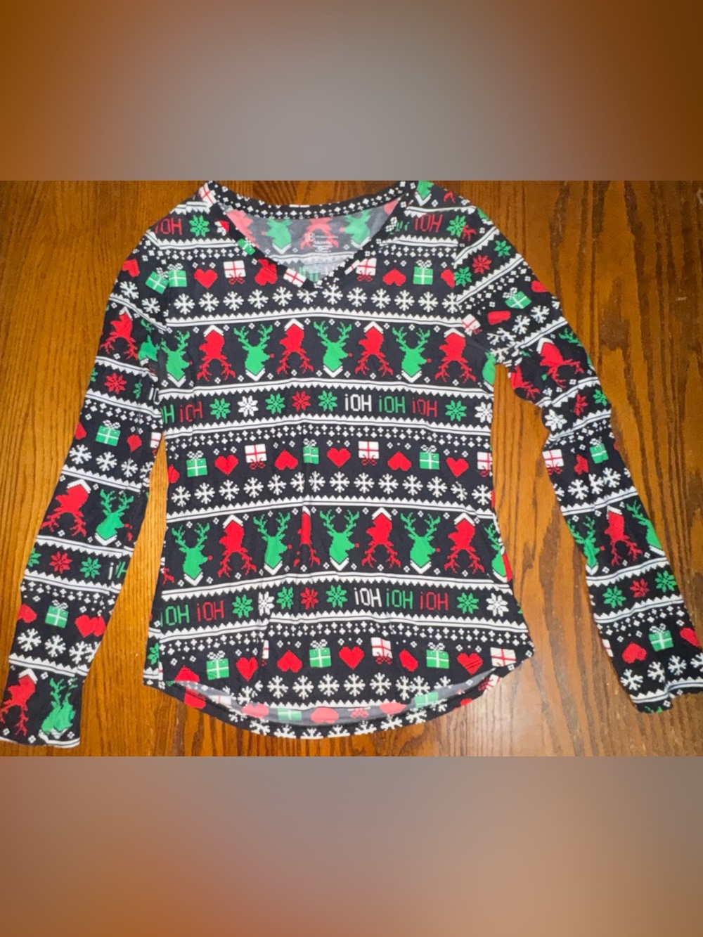 No Boundaries Women’s Large Christmas Long Sleeve Top Fair Isle Reindeer Holiday